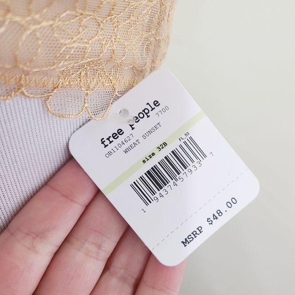 Free People Lucia lace underwire bra Wheat Sunset tan NEW Size 32B NWT - Picture 8 of 8